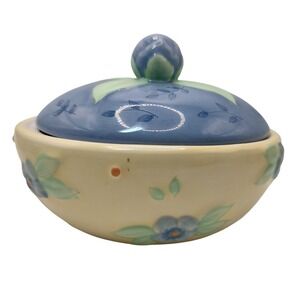 Vintage Pfaltzgraff Covered Dip Bowl Summer Breeze Oval with Lid Decorative 1999